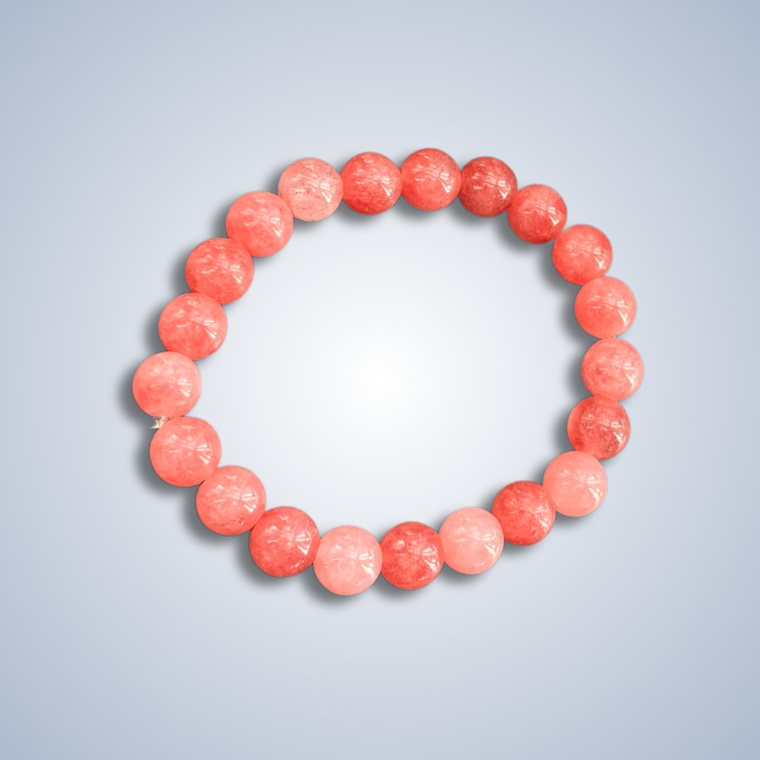 Handmade Bead Bracelet - Natural Crystal (Coral) - KittyKat